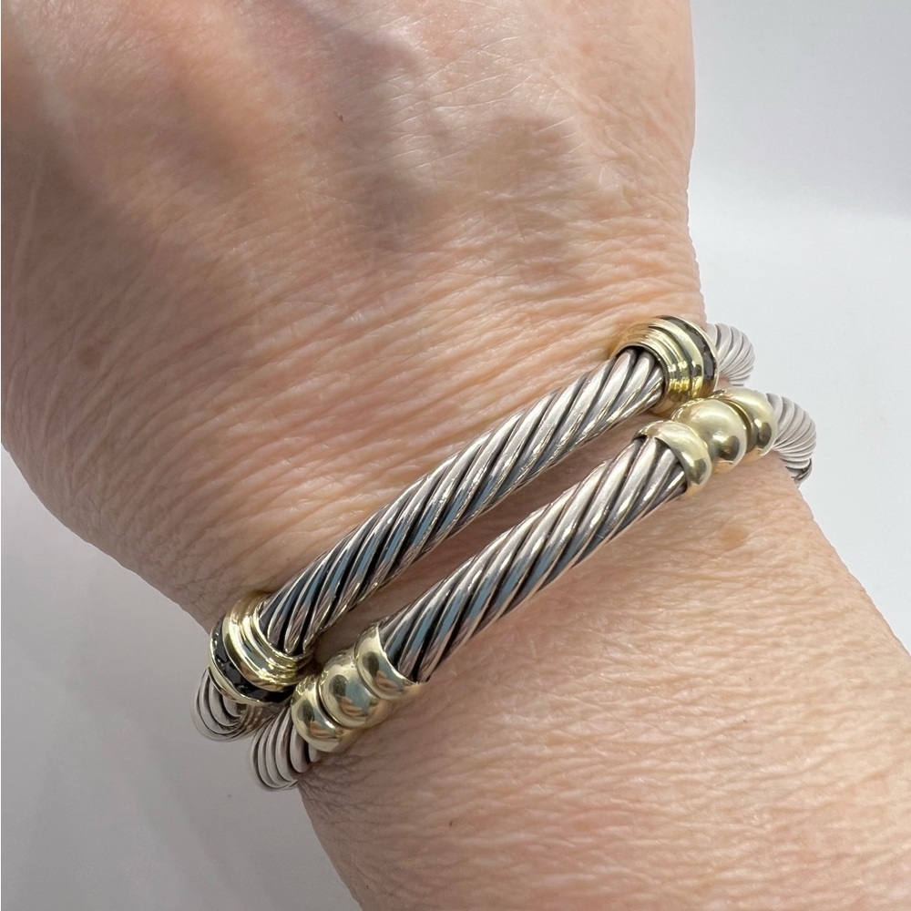 David Yurman 5mm Onyx 14k Gold Double Station Bracelet - Picture 9 of 14